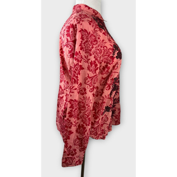 Sundance Embroidered Beaded Floral Button Up Shirt Long Sleeve Cotton XL Top - Picture 8 of 14